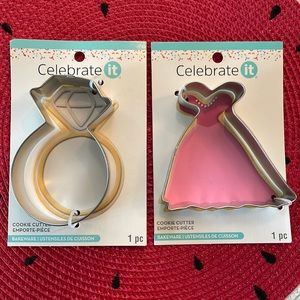 Metal engagement ring and dress cookie cutters